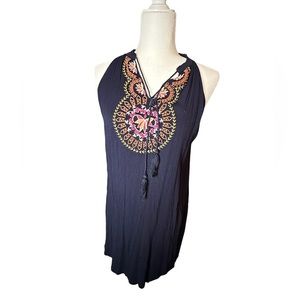 Thml navy blue sundress, gauzy type material, size large